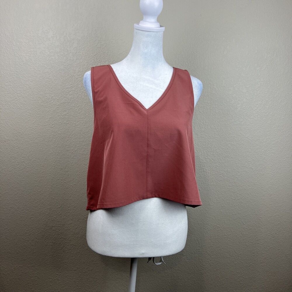 Vanilla Star Crop Top Women Large Pink V-Neck‎ Sleeveless